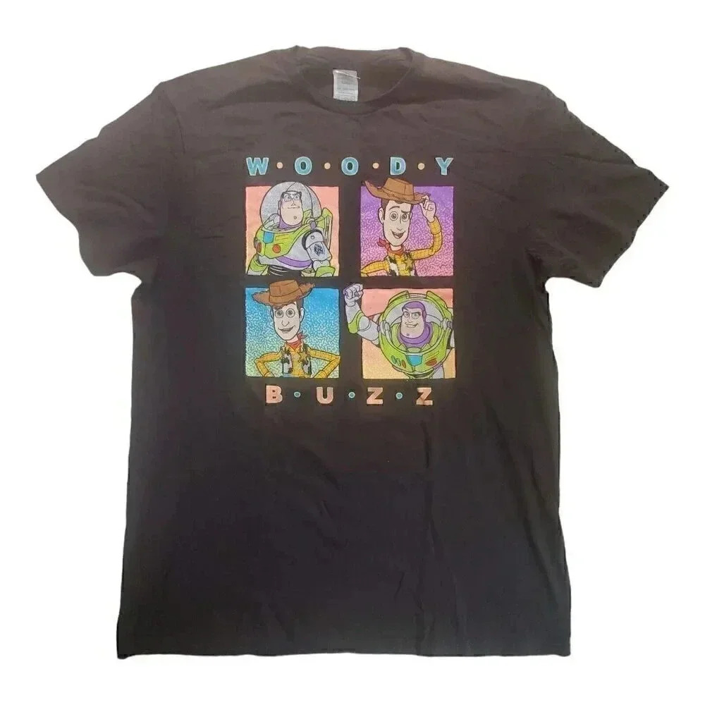 Disney Toy Story Woody Buzz Lightyear Graphic T-Shirt Mens Large Black Pixar